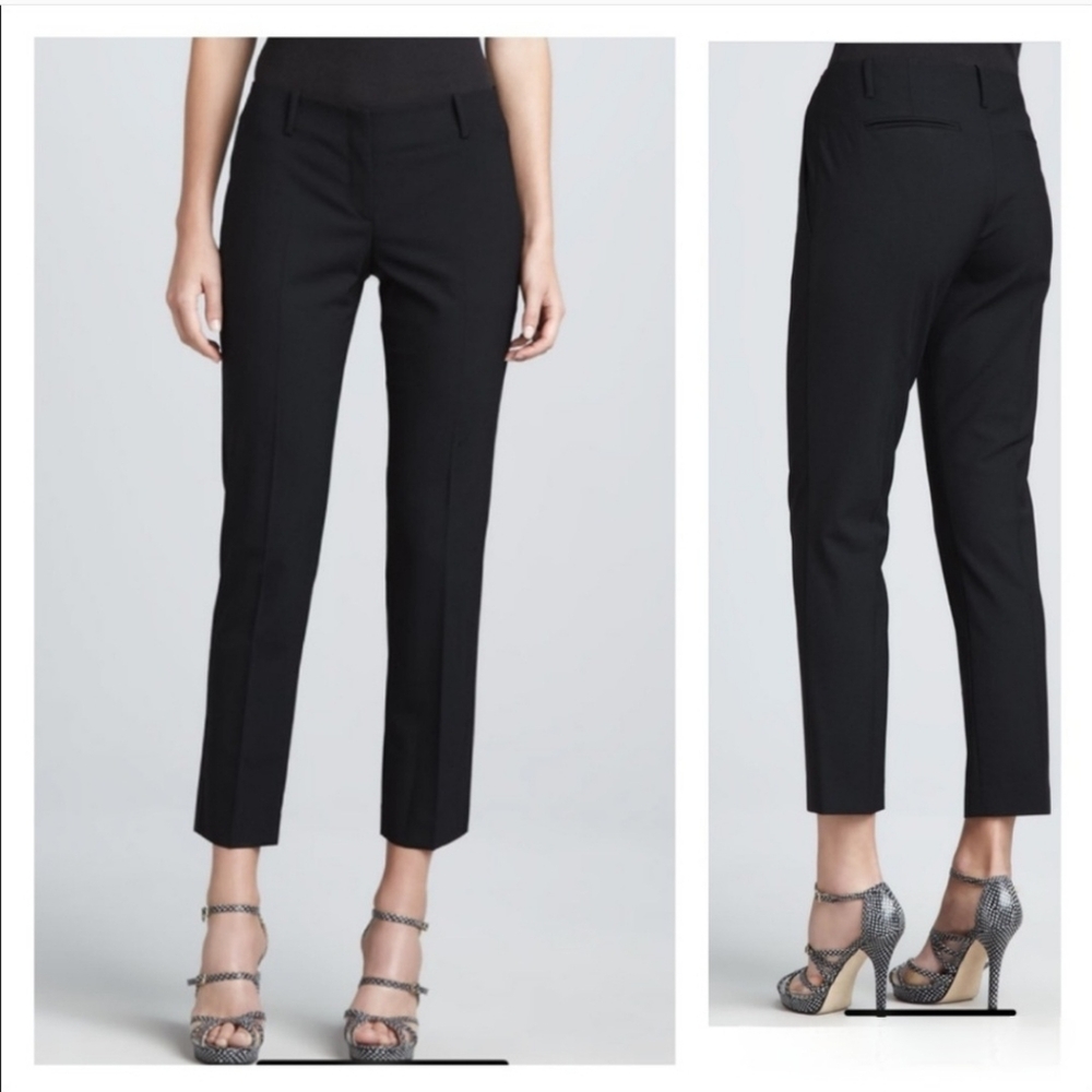 Theory Ines‎ Tailor Wool Pants Black Straight Leg Stretch Office Workwear Size 2